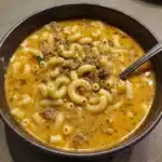 One-Pot Macaroni Cheeseburger Soup Recipe