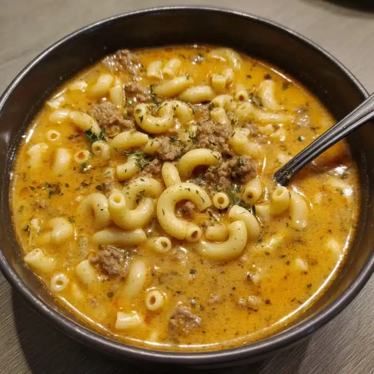 One-Pot Macaroni Cheeseburger Soup Recipe