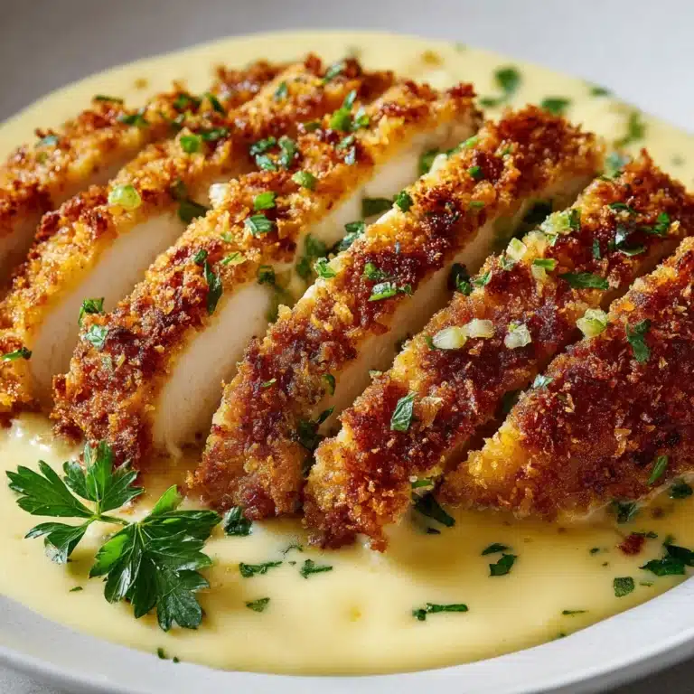 Parmesan Crusted Chicken with Creamy Garlic Sauce Recipe