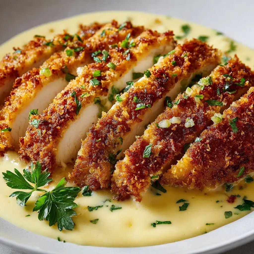 Parmesan Crusted Chicken with Creamy Garlic Sauce Recipe