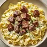 Garlic Butter Steak Bites with Creamy Parmesan Pasta Recipe