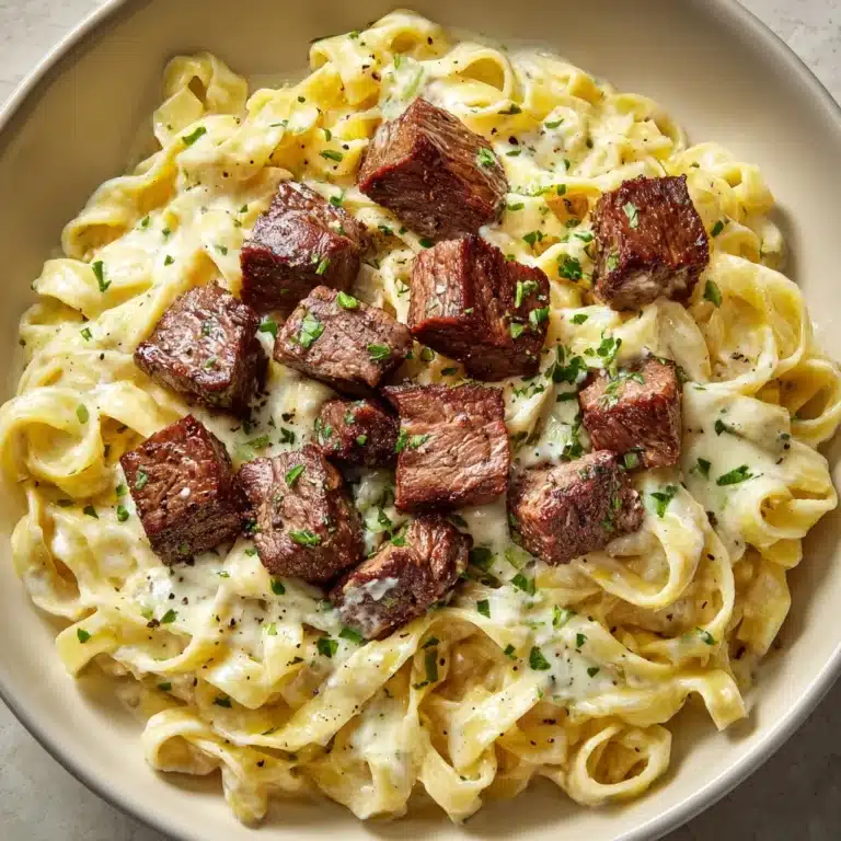 Garlic Butter Steak Bites with Creamy Parmesan Pasta Recipe