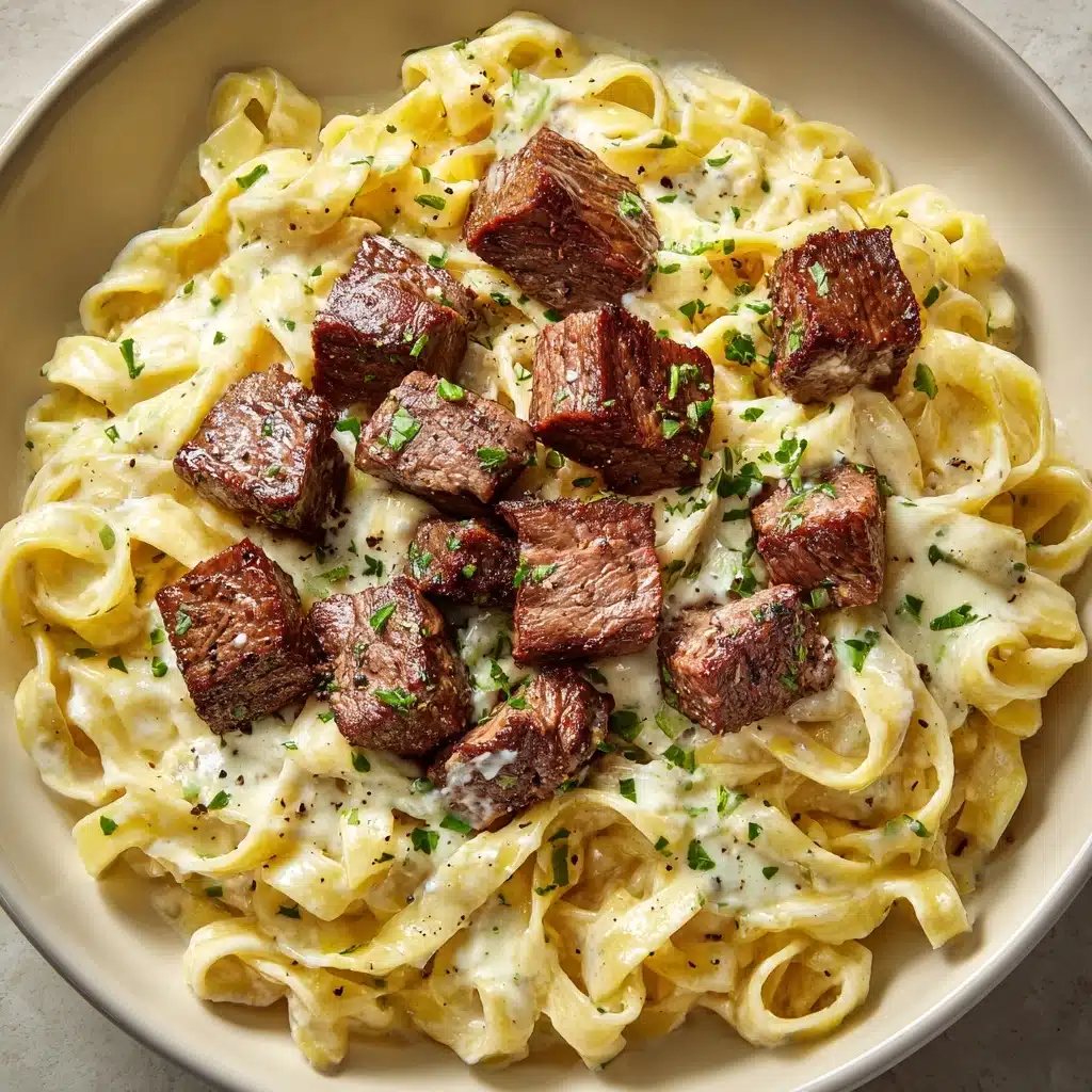Garlic Butter Steak Bites with Creamy Parmesan Pasta Recipe