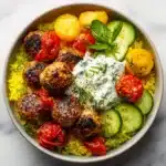 Mediterranean Bowl with Ground Turkey Meatballs Recipe
