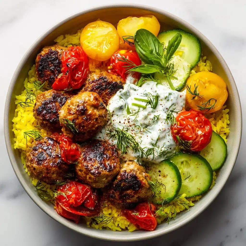 Mediterranean Bowl with Ground Turkey Meatballs Recipe