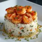 Garlic Butter Shrimp and Rice Stack Recipe