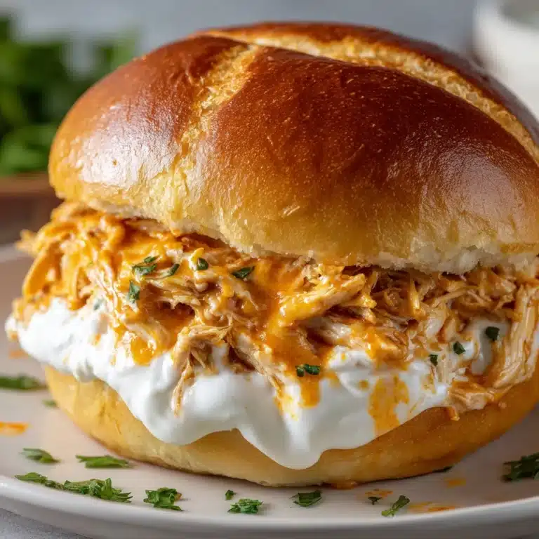 Easy Crockpot Shredded Buffalo Chicken Sandwiches Recipe
