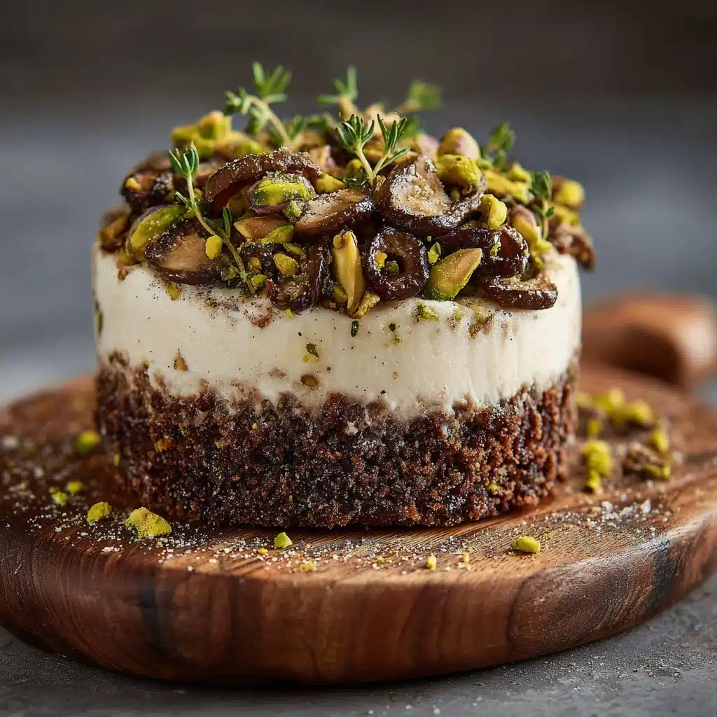 Pistachio and Mushroom Cheesecake with Feta & Parmesan Crust Recipe - Recipe Image