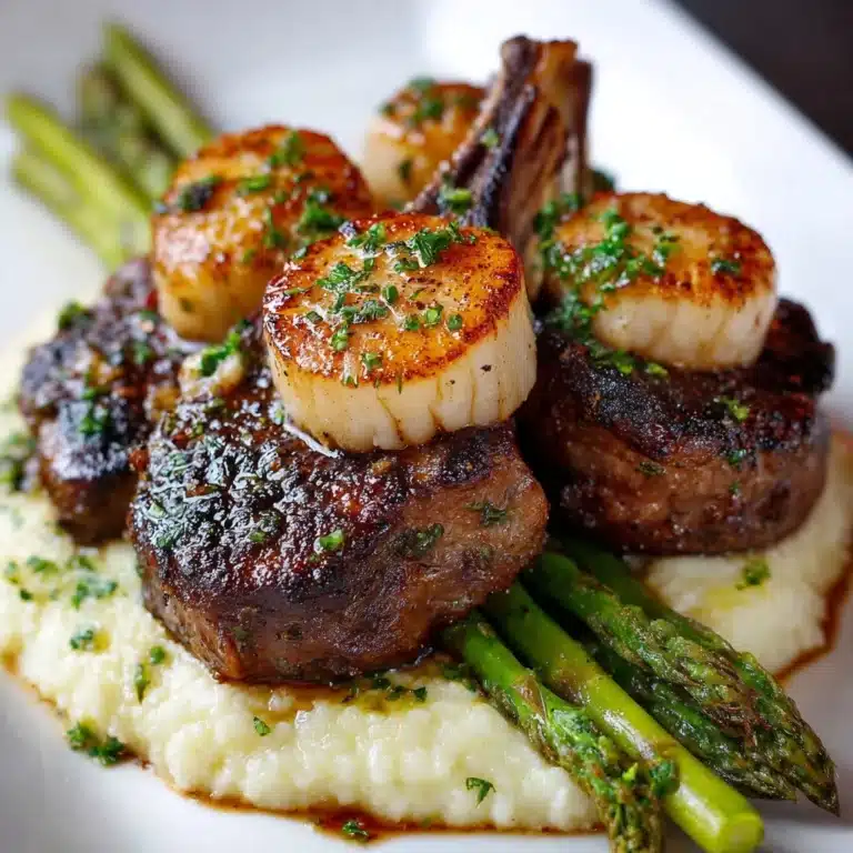 Lamb Chops over Lobster Mash with Asparagus Recipe