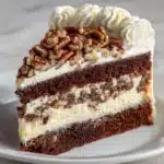 White German Chocolate Cake with a Cheesecake Center Recipe