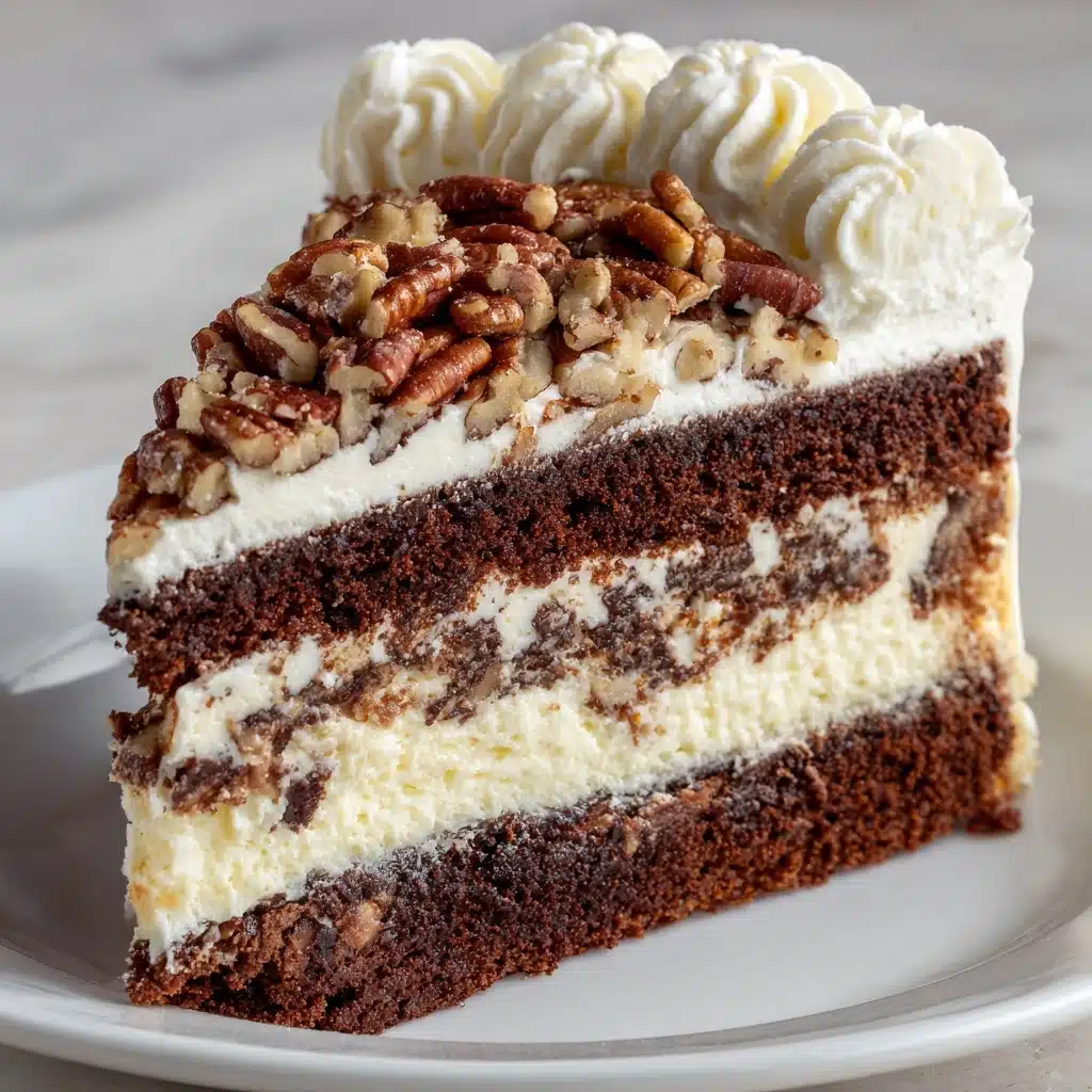 White German Chocolate Cake with a Cheesecake Center Recipe