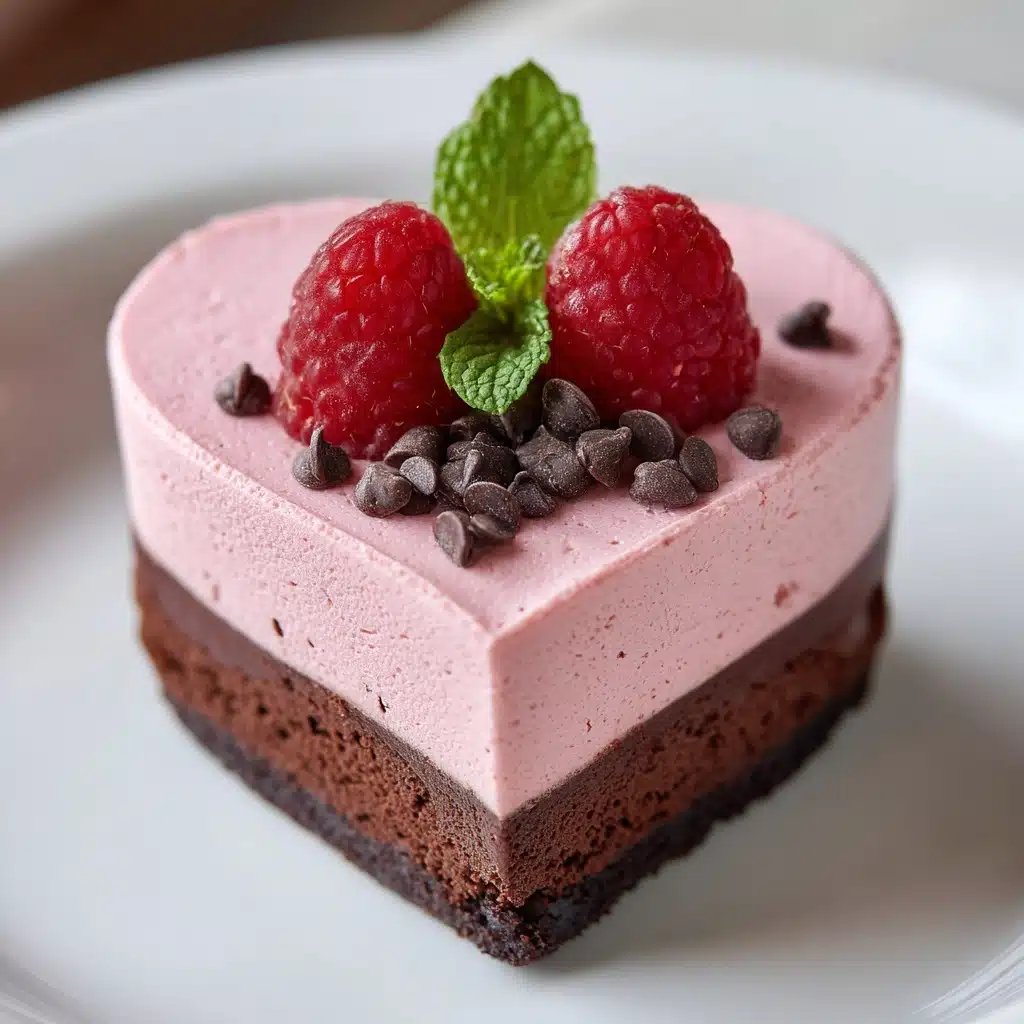 Heart-Shaped Raspberry Mousse with a Brownie Base Recipe - Recipe Image