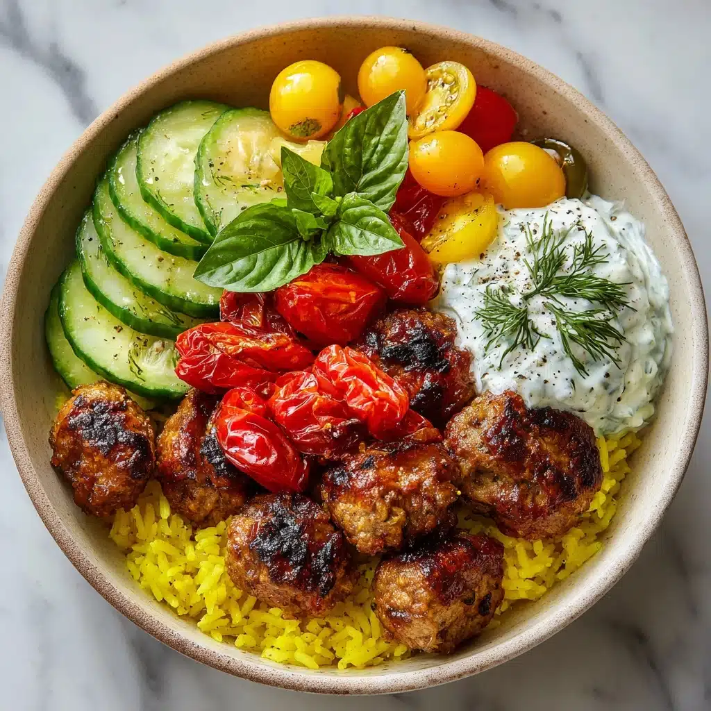 Mediterranean Bowl with Ground Turkey Meatballs Recipe - Recipe Image
