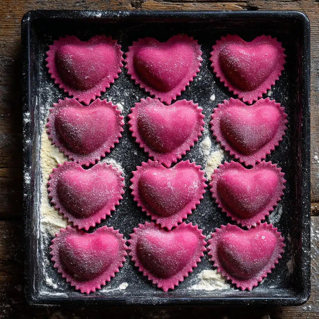 Ricotta and Sage Filled Beetroot Ravioli Hearts Recipe - Recipe Image