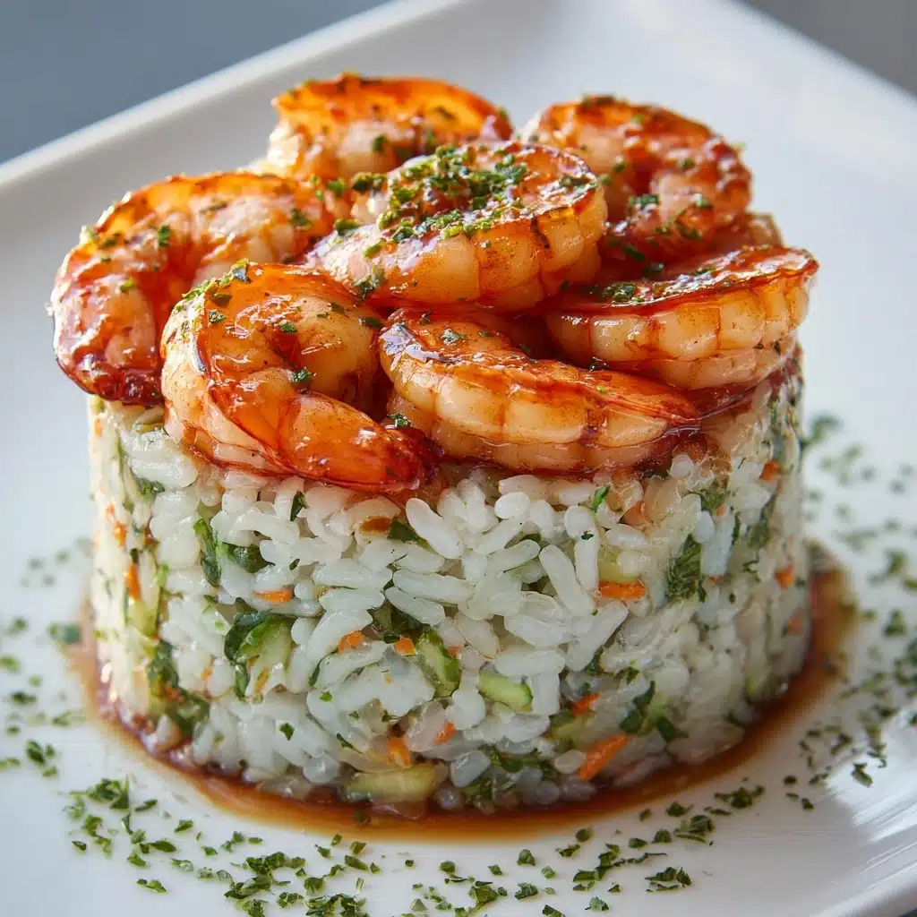 Garlic Butter Shrimp and Rice Stack Recipe - Recipe Image