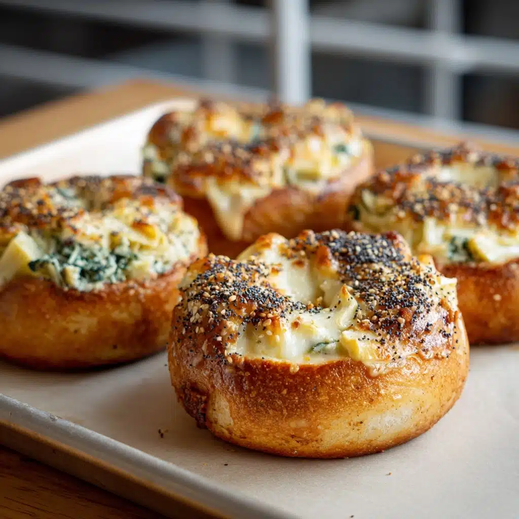 Cheesy Spinach-Artichoke Bagels Recipe - Recipe Image
