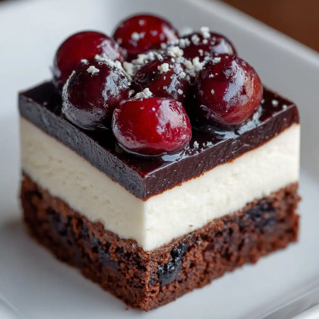 Irresistible Cherry Chocolate Brownie Cheesecake Bars Recipe - Recipe Image