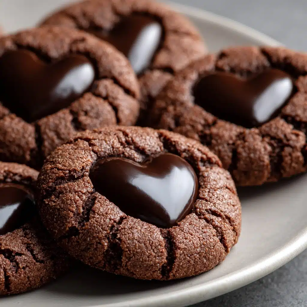 Heart-Shaped Chocolate Thumbprint Cookies Recipe - Recipe Image