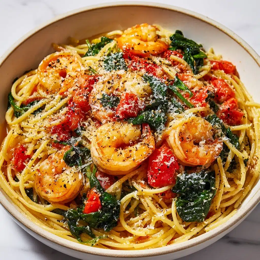 Tomato Spinach Shrimp Pasta Recipe - Recipe Image