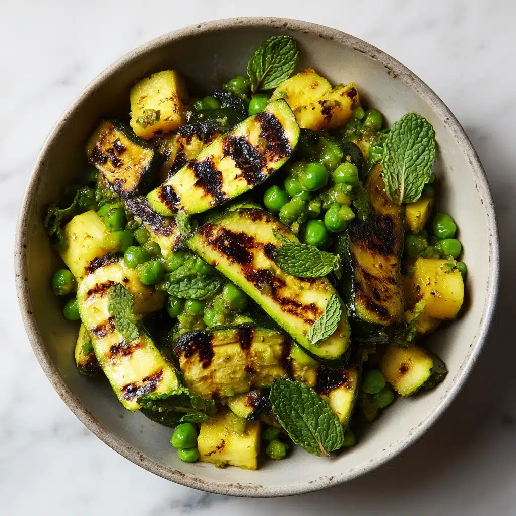 Grilled Zucchini, Halloumi, Pea Salad with Mint, Dijon and Lemon Recipe - Recipe Image