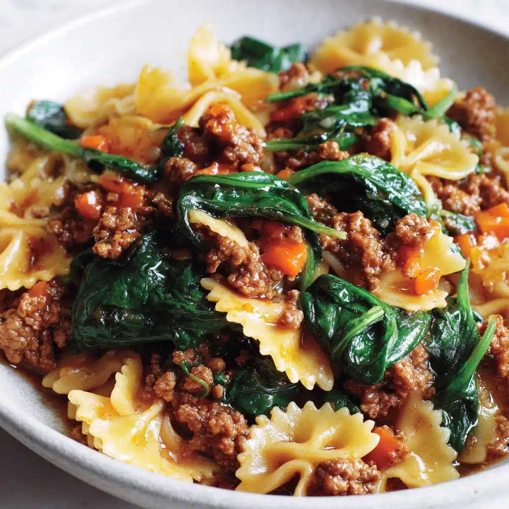 One-Pan Ground Beef and Spinach Pasta Recipe - Recipe Image