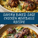 Baked Sage Chicken Meatballs with Parmesan Orzo Recipe