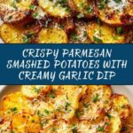 Parmesan Smashed Potatoes with Garlic Dip Recipe
