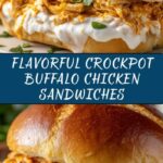 Easy Crockpot Shredded Buffalo Chicken Sandwiches Recipe