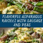 Asparagus Ravioli with Sausage and Peas Recipe
