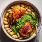 One-Pan Crispy Chicken with Cannellini Beans and Pistachio Pesto Recipe