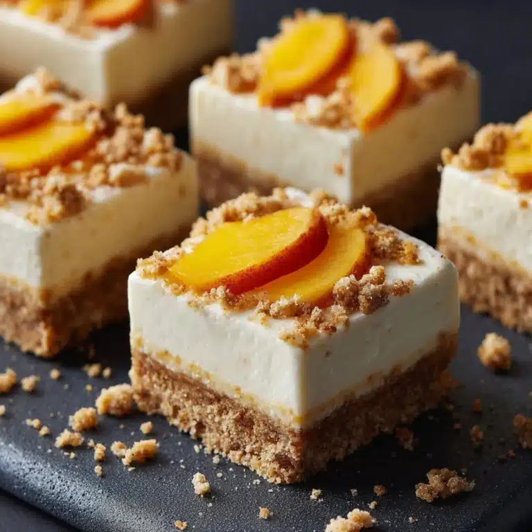 Peaches and Cream Cheesecake Bars Recipe