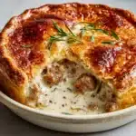 Creamy Sausage Pie with Flaky Puff Pastry Recipe