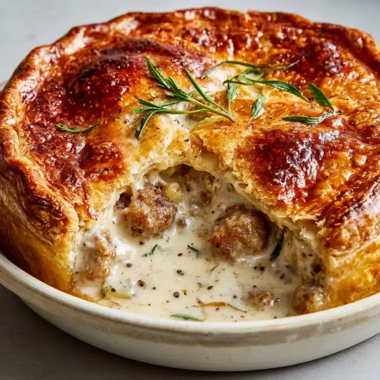 Creamy Sausage Pie with Flaky Puff Pastry Recipe