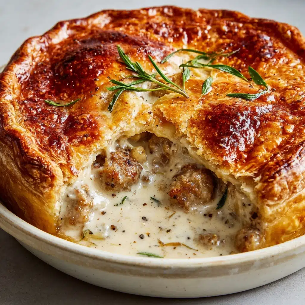 Creamy Sausage Pie with Flaky Puff Pastry Recipe - Recipe Image