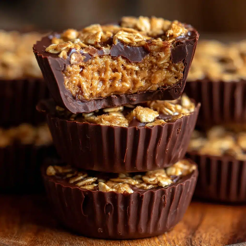 Easy No-Bake Peanut Butter Oat Cups with a Chocolate Topping Recipe - Recipe Image