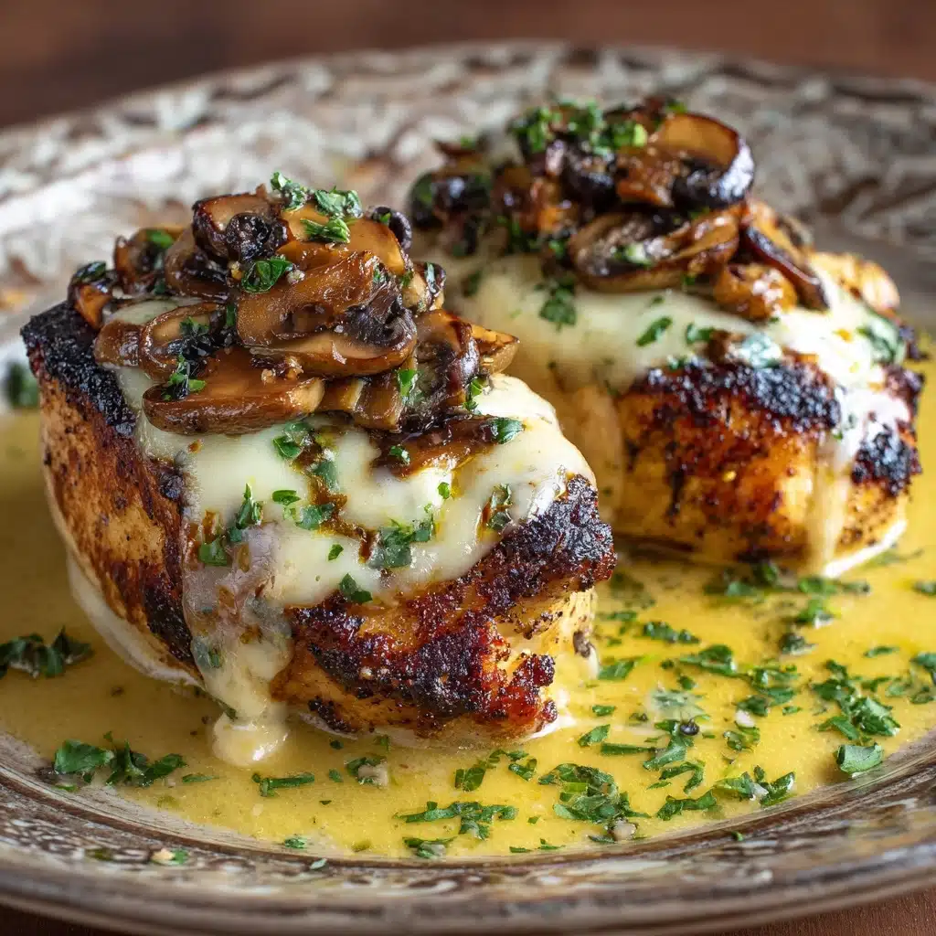 Cheesy Garlic Butter Mushroom Stuffed Chicken Recipe - Recipe Image