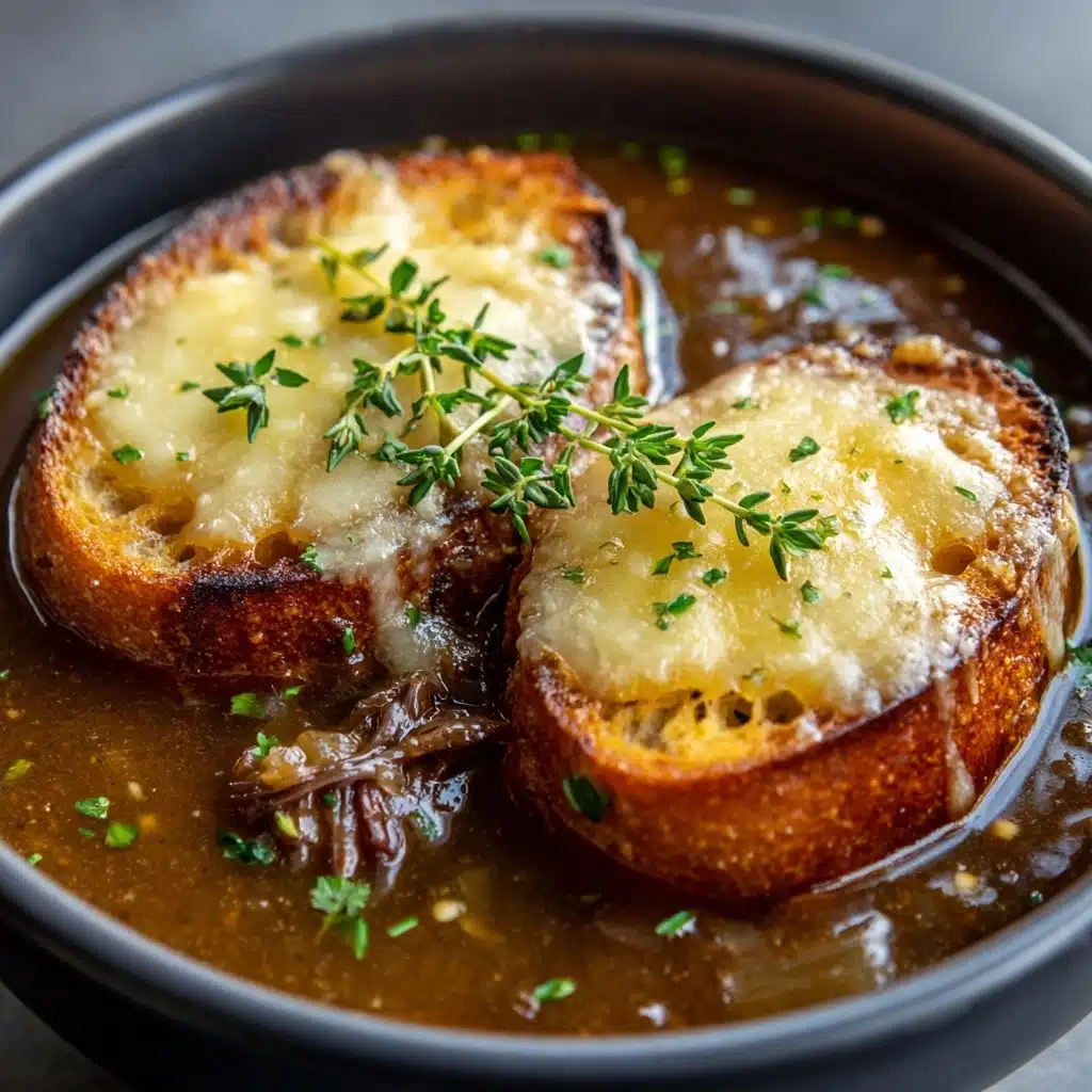 French Onion Short Rib Soup with Gruyère Toast Recipe - Recipe Image