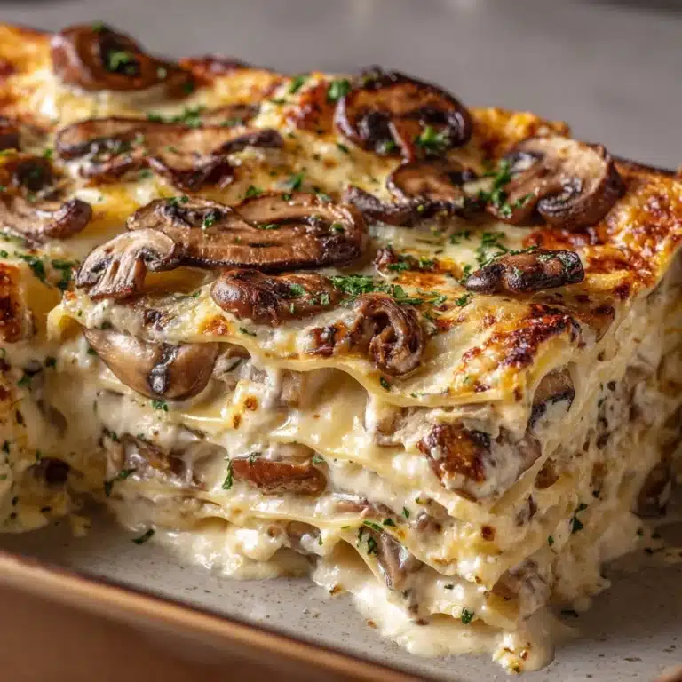 Cheesy Mushroom Chicken Alfredo Lasagna Recipe