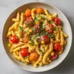 Pasta with Cherry Tomatoes, Roasted Red Peppers, and Corn Recipe