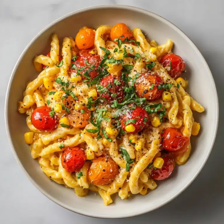 Pasta with Cherry Tomatoes, Roasted Red Peppers, and Corn Recipe