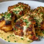 Garlic Butter Parmesan Chicken Bites with Creamy Herb Sauce Recipe