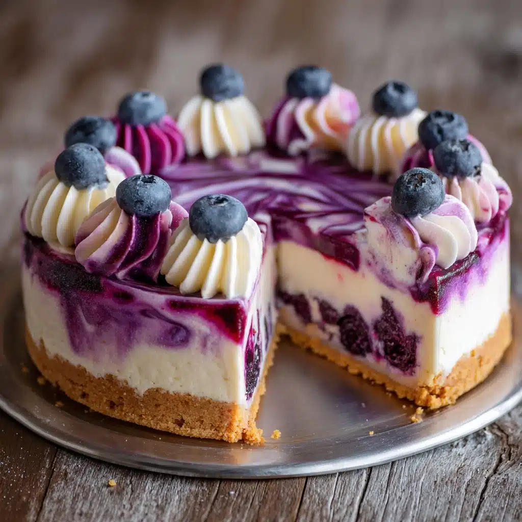 Elegant White Chocolate Blueberry Swirl Cheesecake Recipe