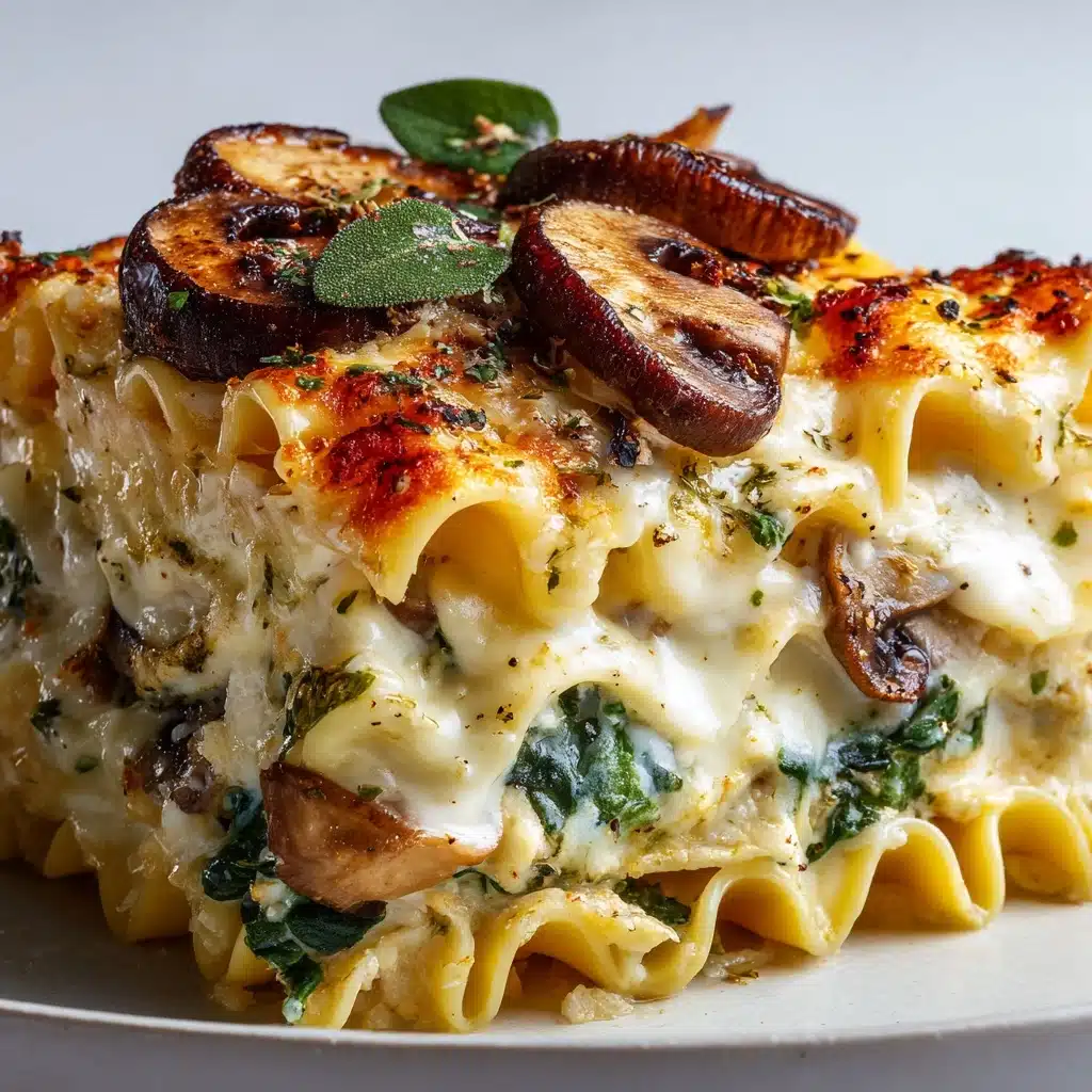 The Most Delicious Creamy Spinach and Mushroom White Lasagna Recipe - Recipe Image