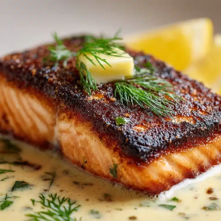 Blackened Salmon with Creole Lemon Dill Sauce Recipe
