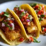 Fried Fish Tacos with Red Onion-Tomato Salsa Recipe