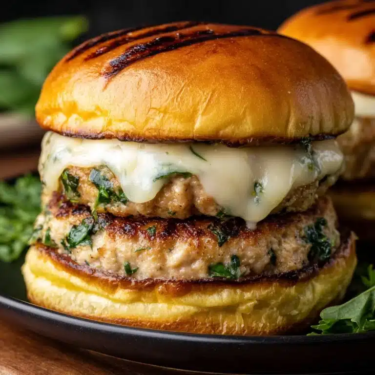 White Cheddar and Spinach Chicken Burgers Recipe