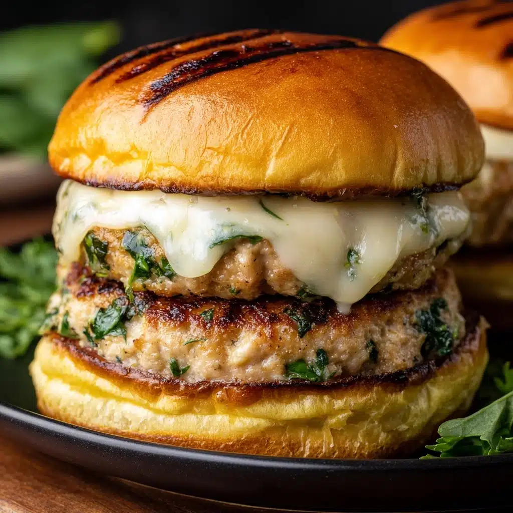 White Cheddar and Spinach Chicken Burgers Recipe