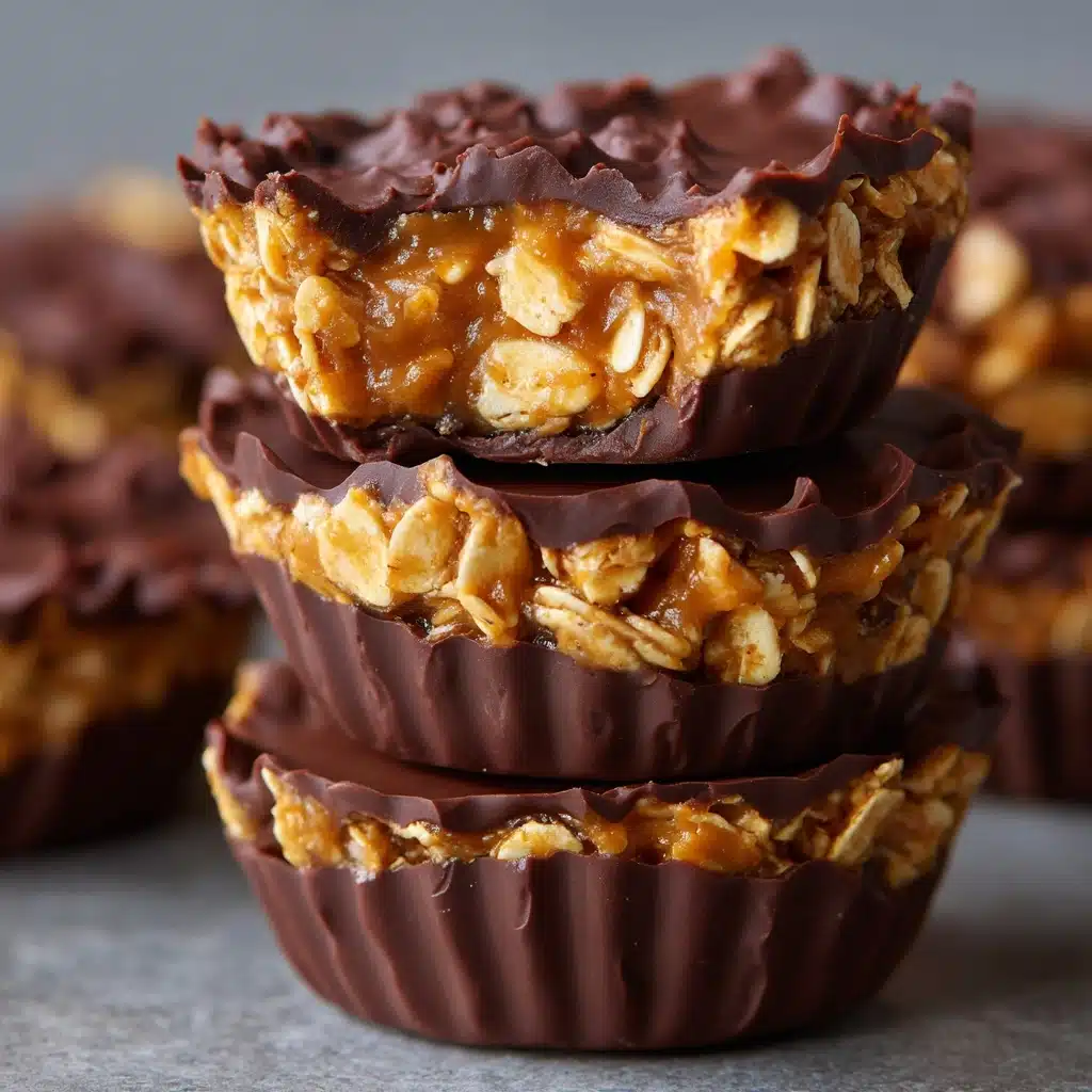 Easy No-Bake Peanut Butter Oat Cups with a Chocolate Topping Recipe