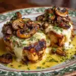Cheesy Garlic Butter Mushroom Stuffed Chicken Recipe