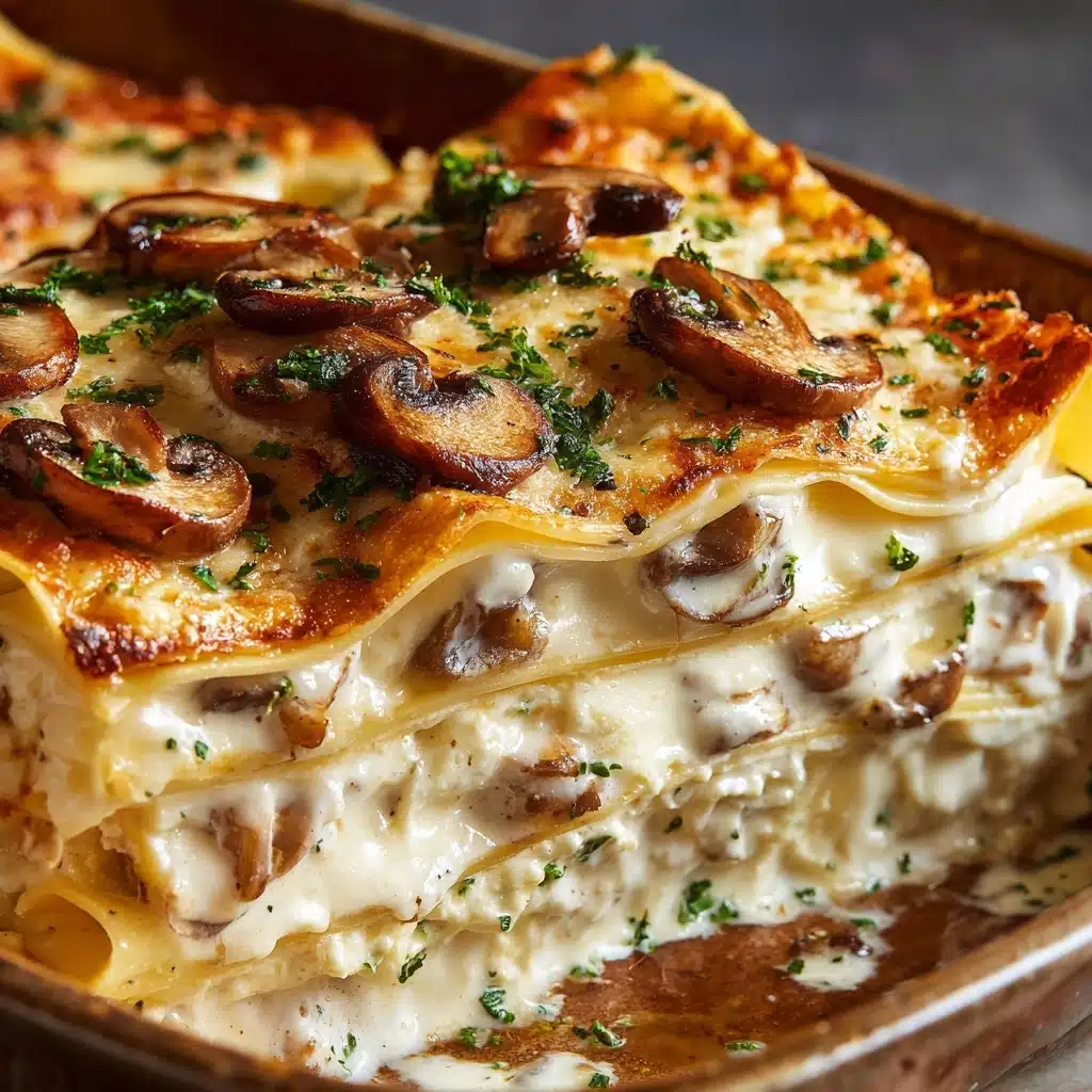 Cheesy Mushroom Chicken Alfredo Lasagna Recipe - Recipe Image